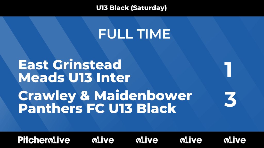 FULL TIME: East Grinstead Meads U13 Inter 1 - 3 Crawley &amp; Maidenbower Panthers FC U13 Black

Victory on the road for Under 13 Black

#COYP
cmpanthersfc.com/teams/232538/m…