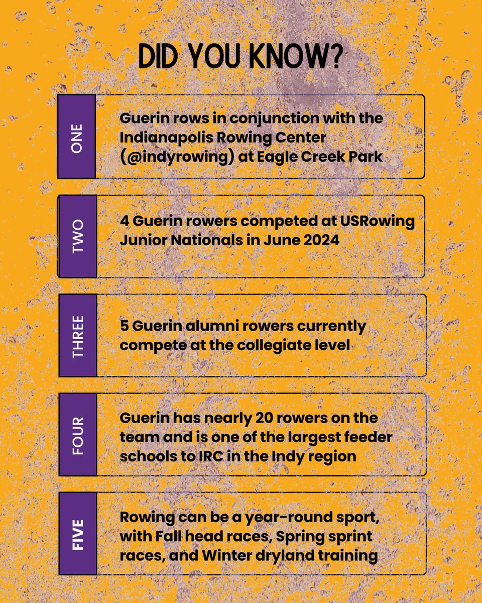 GuerinRowing's tweet photo. Guerin rowing has been around for a while now and we’ve grown a lot over the last couple of years! Learn more about Guerin Rowing ➡️
Go Guerin Rowing! 💜💛
Go @Indyrowing! 🖤❤️
Follow us! 
Insta: @guerin_catholic_rowing
Facebook: https://t.co/jcGb3XYEZK
@GCHS_Athletics https://t.co/OzQ9HMUkdE