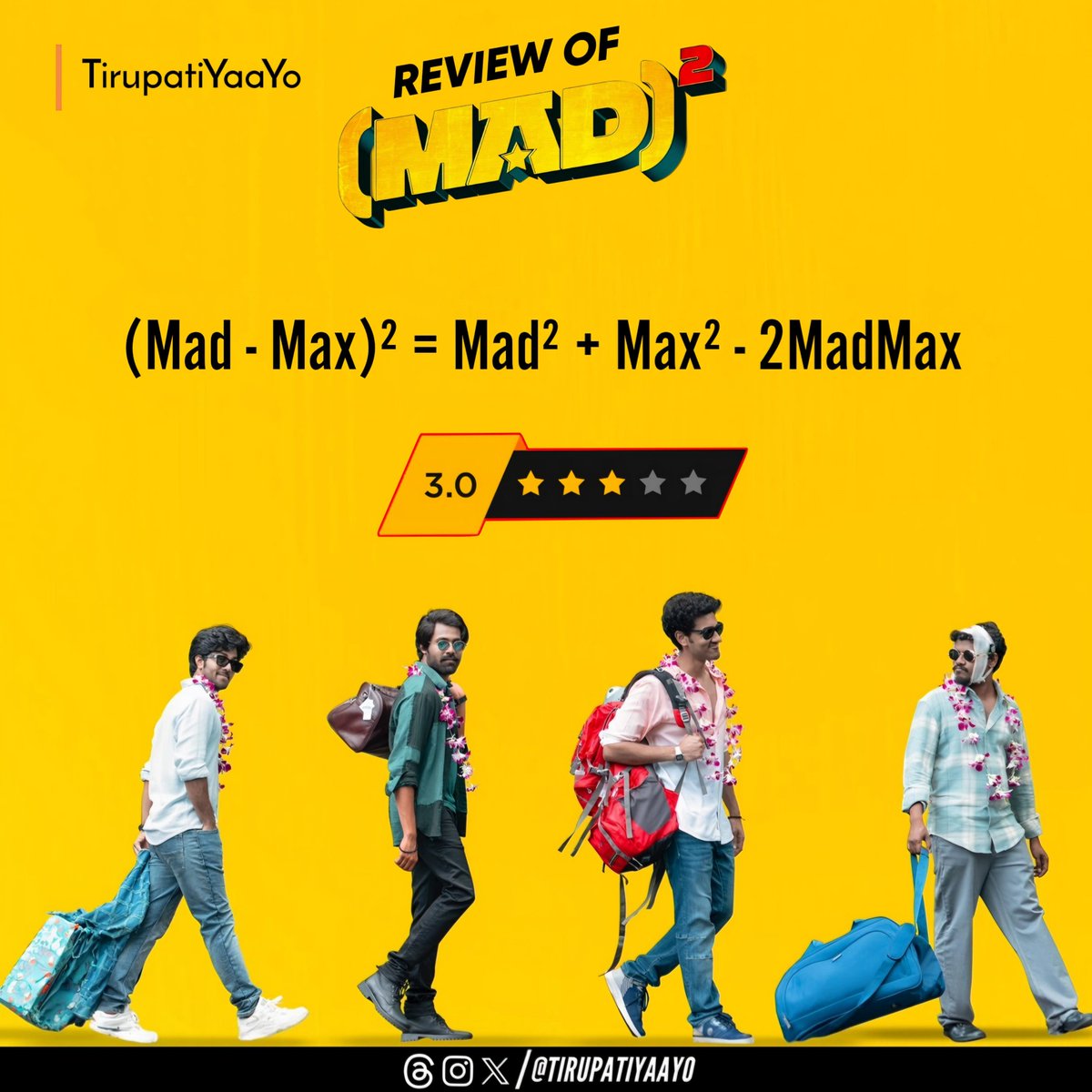 TirupatiYaaYo's tweet photo. Review of #MadSquare 

#MadSquareReview #NarneNithin #SangeethShobhan #RamNitin #TirupatiYaaYo https://t.co/3AvRyORzrX