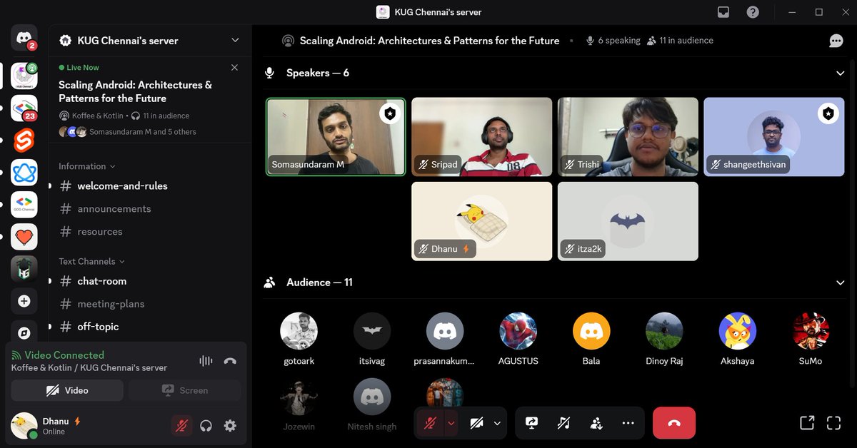 Dhanush Kandhan (@akadhanu) on Twitter photo Damn! Virtual meetups are fun, engaging & a knowledge booster from home! Kudos to <a href="/kugchennai/">Kotlin User Group Chennai</a> team folks, <a href="/shangeethsivan/">Shangeeth Sivan</a>, <a href="/InsomniacCode/">Trishiraj</a>, <a href="/msomuin/">Somasundaram M</a> for epic sessions on Android Architecture, AI-powered plugins & the future of Android Dev! Learnt a lot as Android newbie 🙌 Damn! Virtual meetups are fun, engaging & a knowledge booster from home! Kudos to <a href="/kugchennai/">Kotlin User Group Chennai</a> team folks, <a href="/shangeethsivan/">Shangeeth Sivan</a>, <a href="/InsomniacCode/">Trishiraj</a>, <a href="/msomuin/">Somasundaram M</a> for epic sessions on Android Architecture, AI-powered plugins & the future of Android Dev! Learnt a lot as Android newbie 🙌