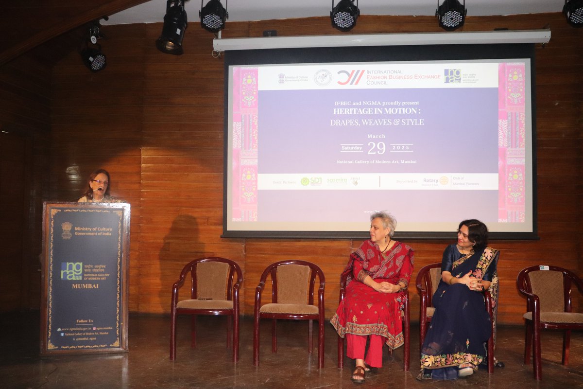 mumbai_ngma's tweet image. Glimpses of a "Heritage in Motion: Drapes, Weaves &amp;amp; Style" organized by the NGMA (M), in collaboration with IFBEC on Saturday, 29th March 2025.
@PMOIndia @gssjodhpur
@MinOfCultureGoI @nidhi_Dev
@ngma_delhi @NGMABengaluru
#ifbec #FoundationDayCelebration
