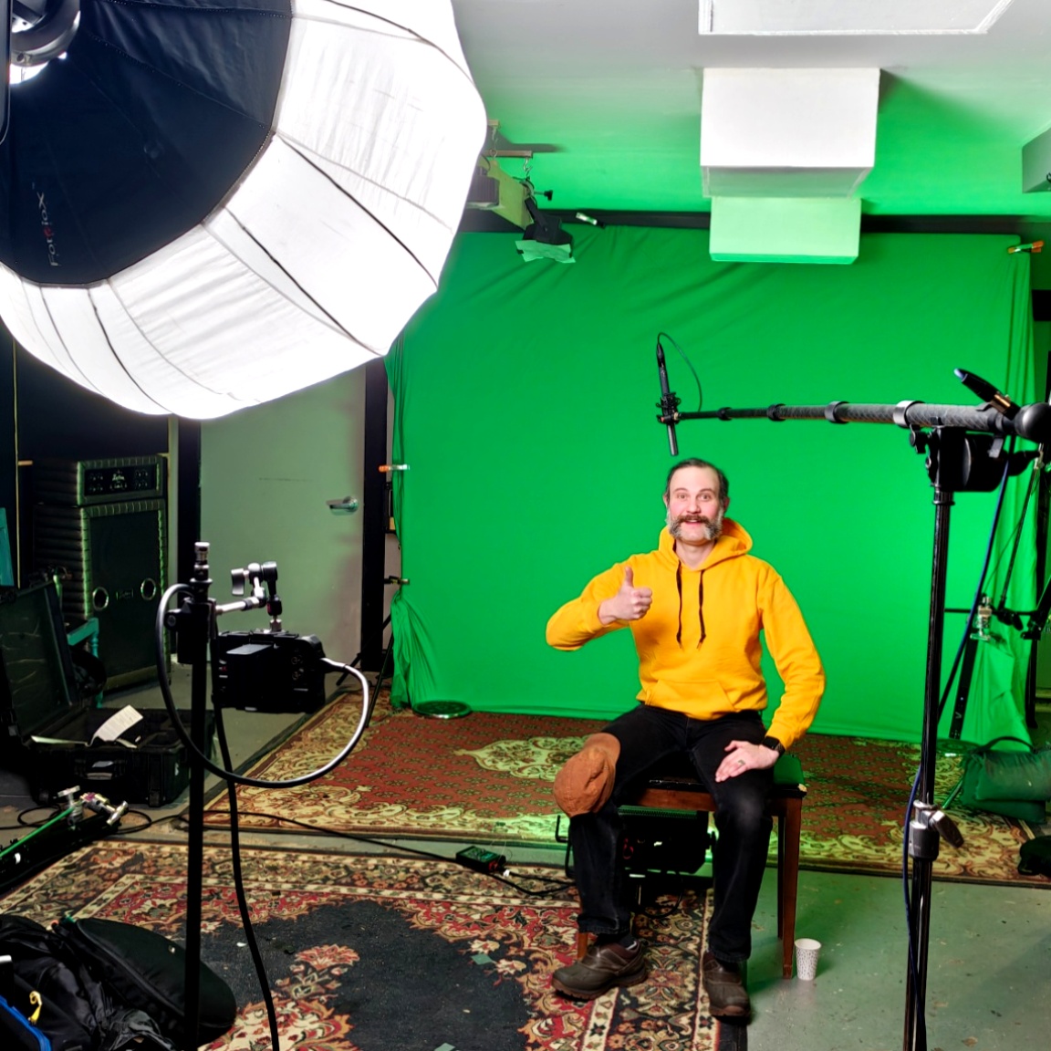 HawkeVideo's tweet image. Virtual green screen shoot for WildBear Entertainment. It was filmed here in Somerville at Dead Moon Audio for a documentary being produced in Canberra, Australia.
