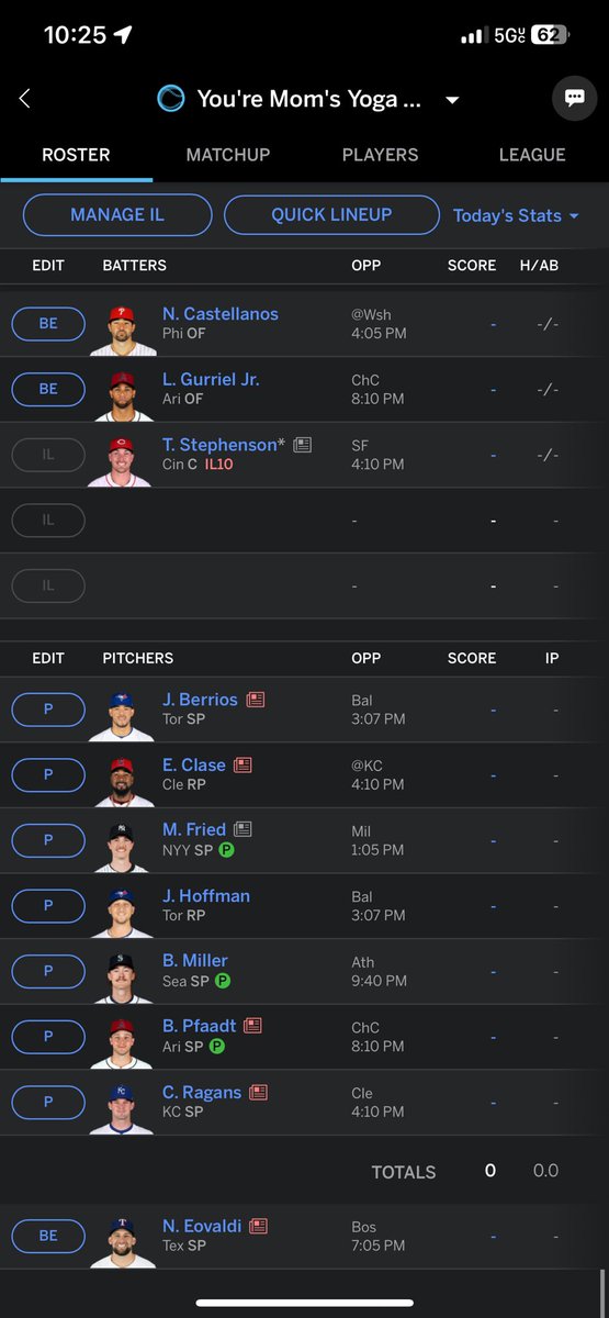 Andrewklamfoth's tweet photo. Absolutely cooking this fantasy baseball league this year 💀😂. https://t.co/cVA8XL0uCE