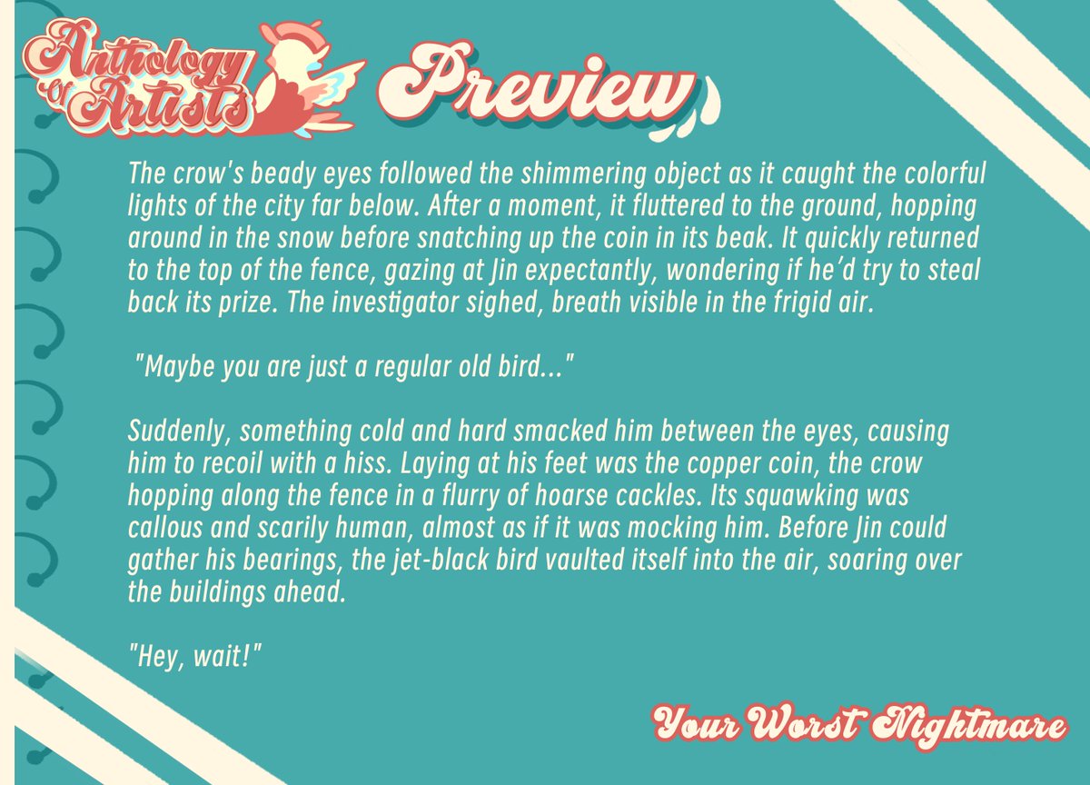🌈 PREVIEWS 🌈

Don't let the title fool you, because this wonderful writer's work is nothing short of a dream come true—  we're so excited to take a look at Tiffany's captivating contribution! It's going to be one to remember, so write it down: we release in just FOUR DAYS!