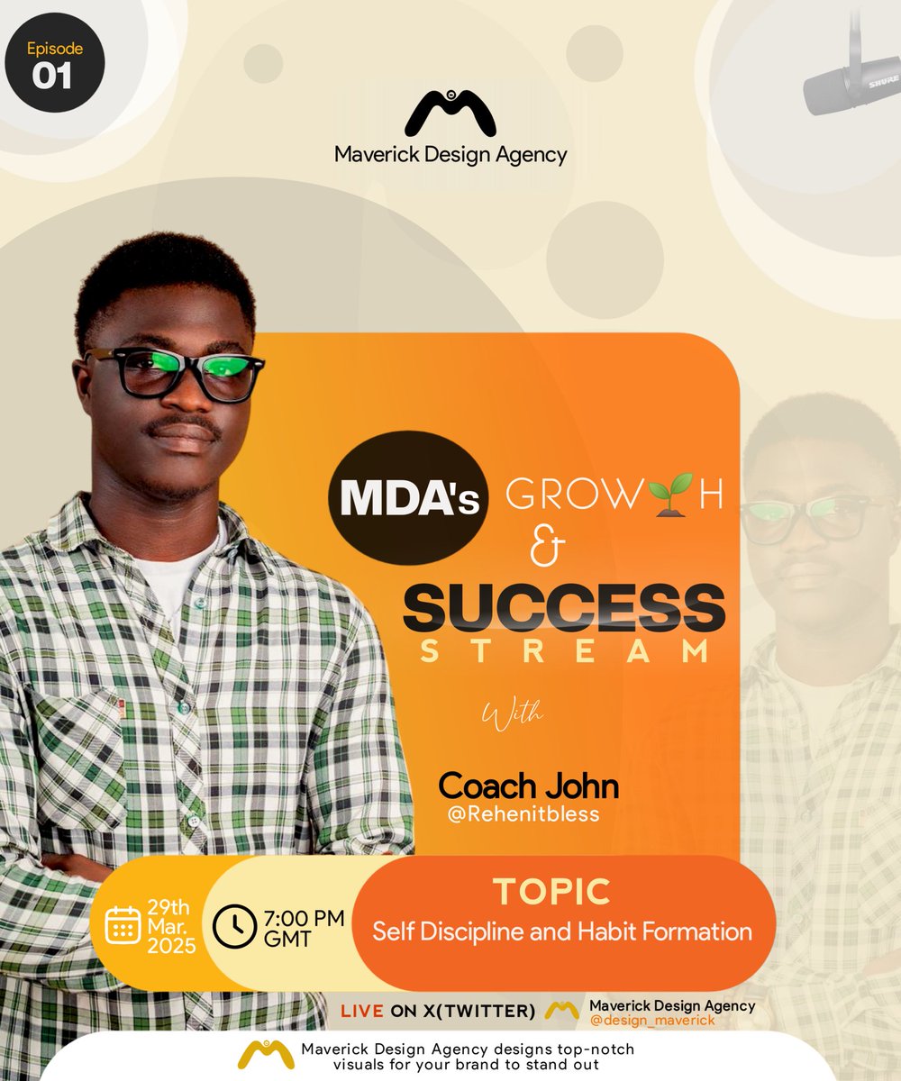 design_maverick's tweet photo. *It’s today guys*

7pm,let’s lock in🥳🥳
@Rehenitbless will be our guest for today
You can’t afford to miss this session on self discipline 🥳🥳 https://t.co/TJA0wFL5Hq
