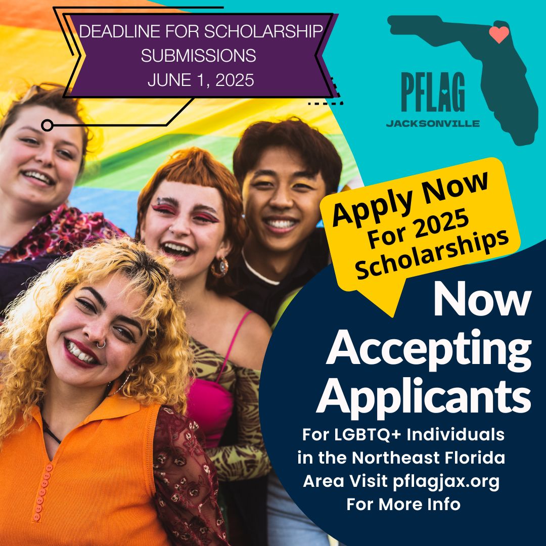 Seize the chance for an incredible opportunity! Our Scholarship Program is actively underway. Accepting applications from LGBTQ+ students residing in Baker, Clay, Duval, Nassau, Putnam, and St. Johns counties who are enrolled in a college, university, or trade school.