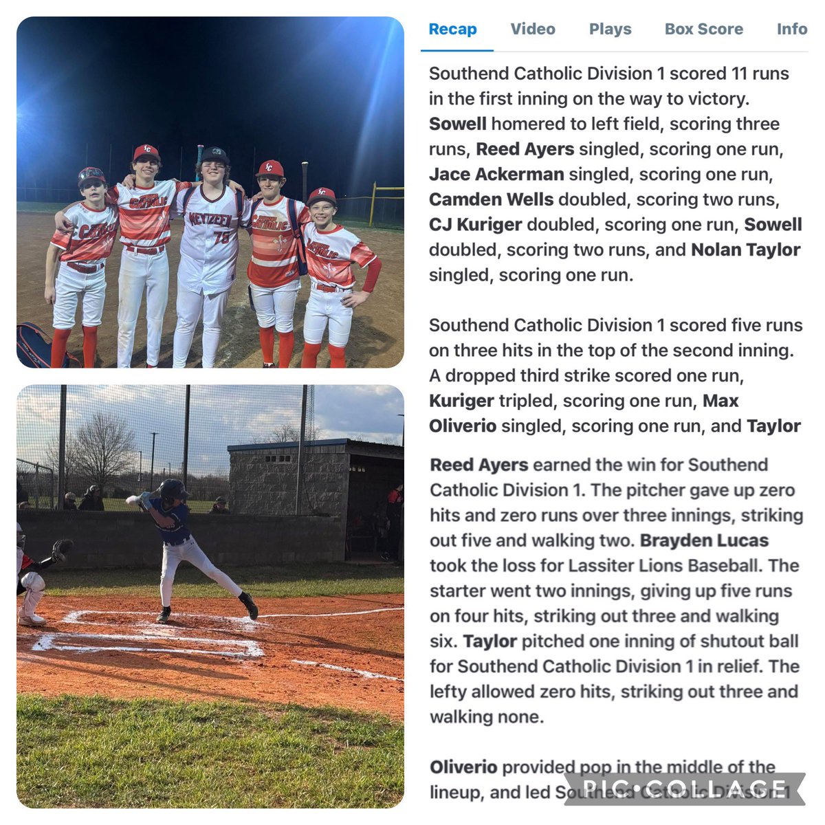 Weekly Recap MS:
#2 Ayers WP against Lassiter 3IP,0R,5k,2BB
#6 Taylor with the save 1IP,OR,3k
#76 Dearborn solid against Southend Catholic 2IP,4k,1BB
#6 Taylor,#1 Frey,#2 Ayers,#10 Medley with the W over Meyzeek. 
#21 Monroe with 2B,1RBI
<a href="/Luke_Monroe5/">Luke Monroe</a> <a href="/HaydenFreyBulls/">Hayden Frey</a> <a href="/NolanT06/">Nolan Taylor</a>