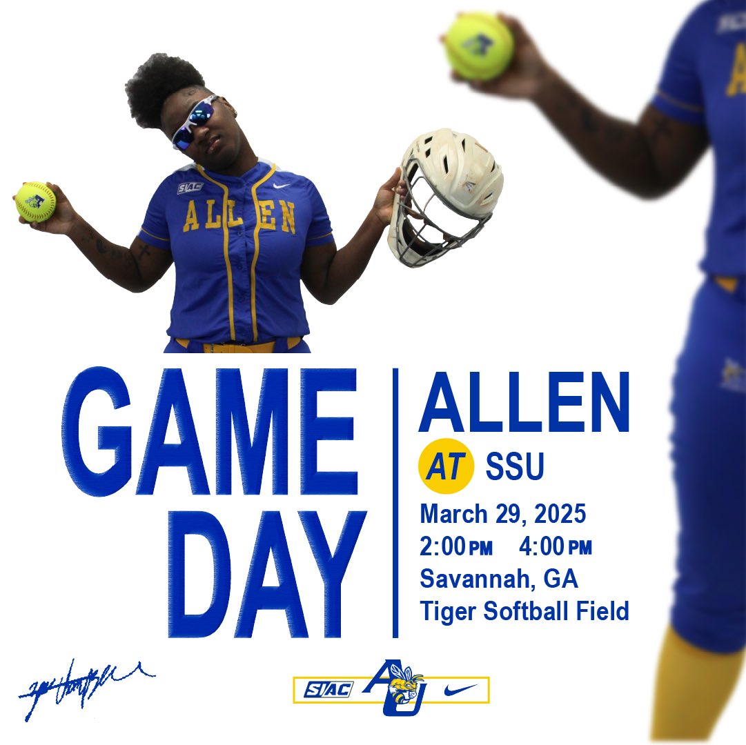 Allen University Athletics (@auyellowjackets) on Twitter photo π₯ πππππππ π₯
<a href="/AllenUnivSB/">Allen University Softball</a> takes on the Tigers in a Saturday doubleheader!
π at Savannah State
π Savannah, GA
β° 2:00 PM & 4:00 PM
πΊ siacnetwork.tv/ssutigers/ π₯ πππππππ π₯
<a href="/AllenUnivSB/">Allen University Softball</a> takes on the Tigers in a Saturday doubleheader!
π at Savannah State
π Savannah, GA
β° 2:00 PM & 4:00 PM
πΊ siacnetwork.tv/ssutigers/