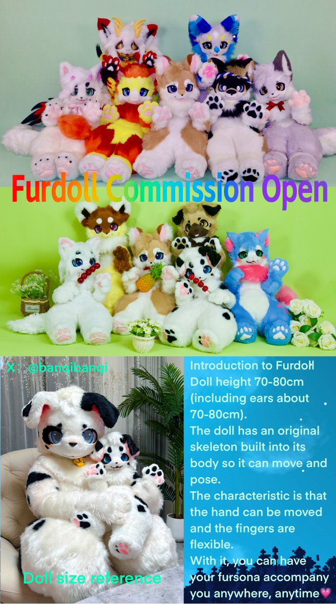 Furdoll Commission Open！🐾
Come and get your own mini cutie!  
Only 20 places 
 Price：2500+$
 The construction period is 3-6 months✨
We currently open DM, if you are interested please DM us to get a quote❤️