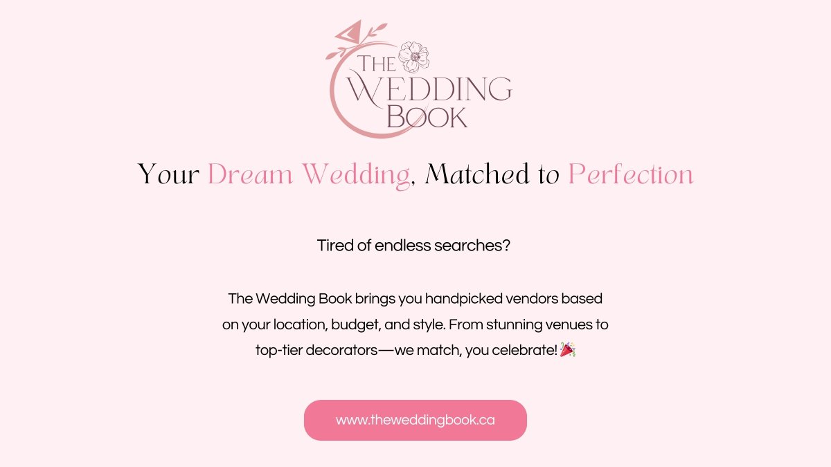 wedbook_ca's tweet photo. 💍 Your perfect wedding starts here! We match you with the best vendors for venues, décor &amp; more—tailored to your style &amp; budget. Let’s make magic happen ✨

#WeddingPlanning #WeddingVendors #WeddingInspiration #BridalStyle #WeddingMagic https://t.co/1IpFkl3Ny3