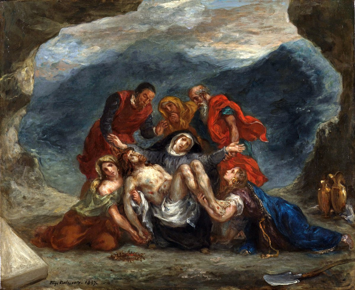 visual_logos's tweet image. Pietà - Eugene Delacroix - 1857