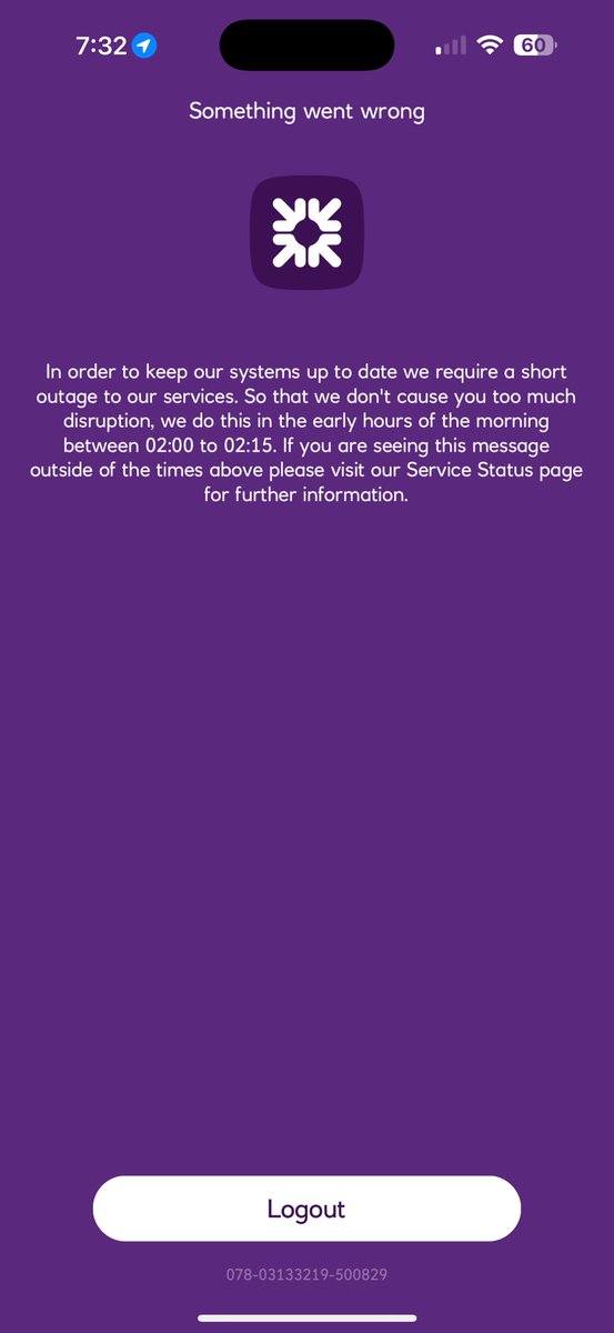 fellowska's tweet photo. @RBS_Help  your notice message is stopping us using our mobile banking services! It’s clearly not 2am yet! https://t.co/uy7UpWg3mp