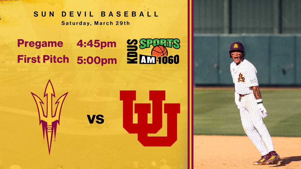Despite the inclement weather, we've still got you covered for game two of the series between <a href="/ASU_Baseball/">Sun Devil Baseball</a> and Utah.

The Voice of the Sun Devils, <a href="/TimHealeyASU/">Tim Healey</a>, and Max Rossiter are on the air at 4:45 pm for the 5 pm first pitch. Tune in on <a href="/KDUSAM1060/">KDUS AM 1060</a>.

#ForksUp #O2V #MLBU