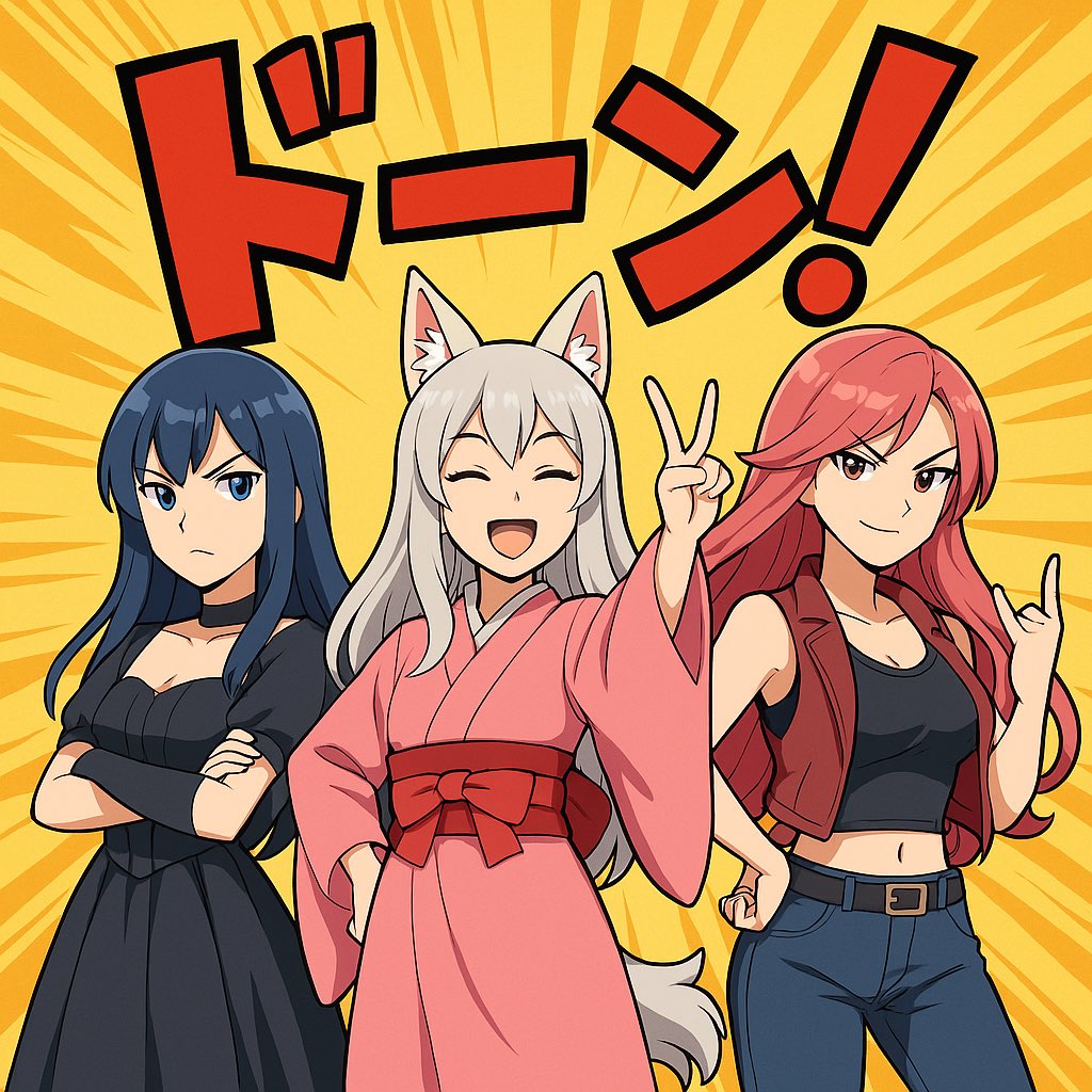 進化したと今話題のGPTの画像生成を試してみたよ！

KIRIKAGE BANDの3人が「chat GPTの画像生成（特に漫画やアニメ風）が凄くなったらしい」「試しにKIRIKAGE BANDで試してみた」という内容を霧影が説明。「最後は3人で決めポーズ」こんな感じの荒い指示で漫画にしてって言ったら画像のようになった！
