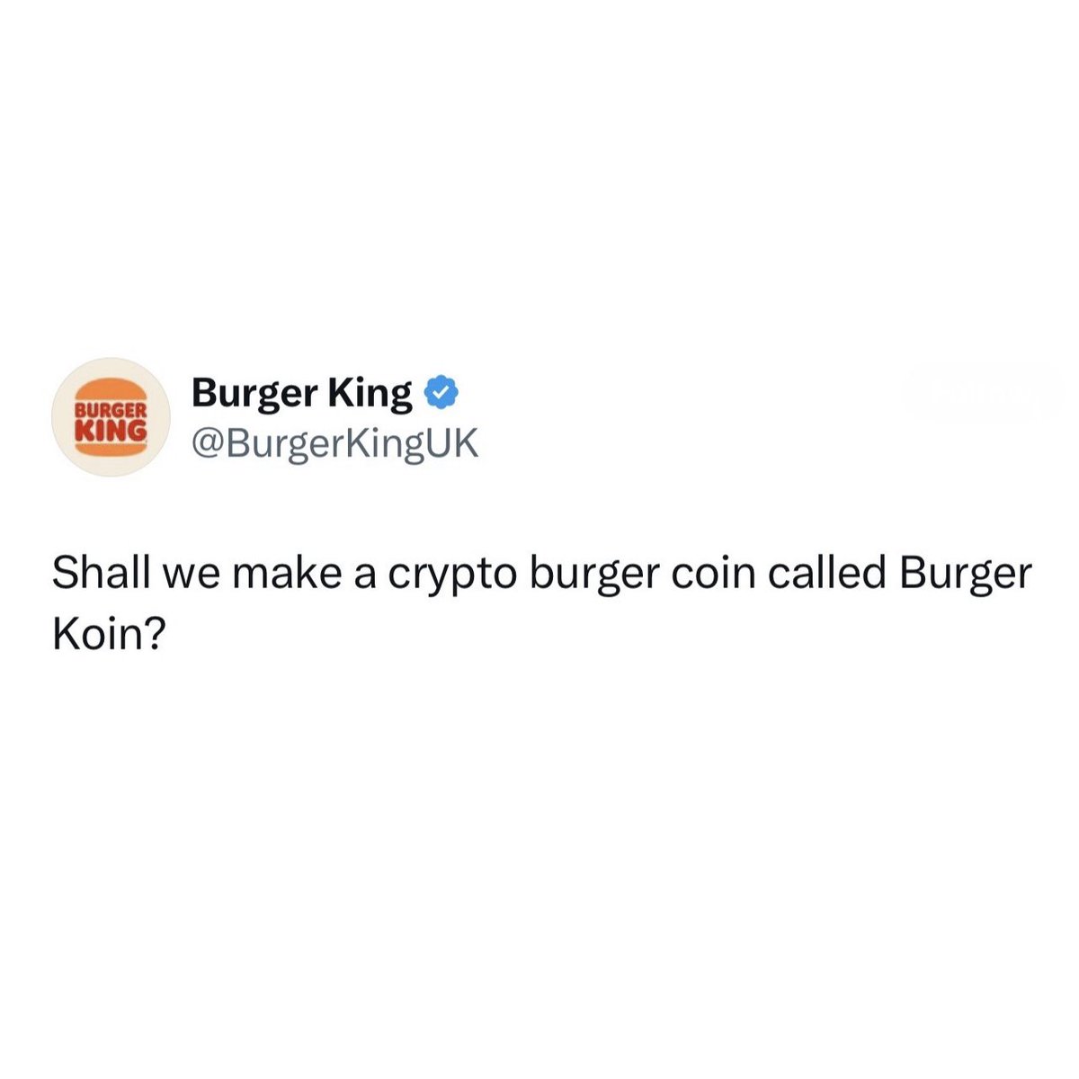 cryptopopcrave's tweet photo. Burger King UK teases a token. https://t.co/GhMGMCNIFV