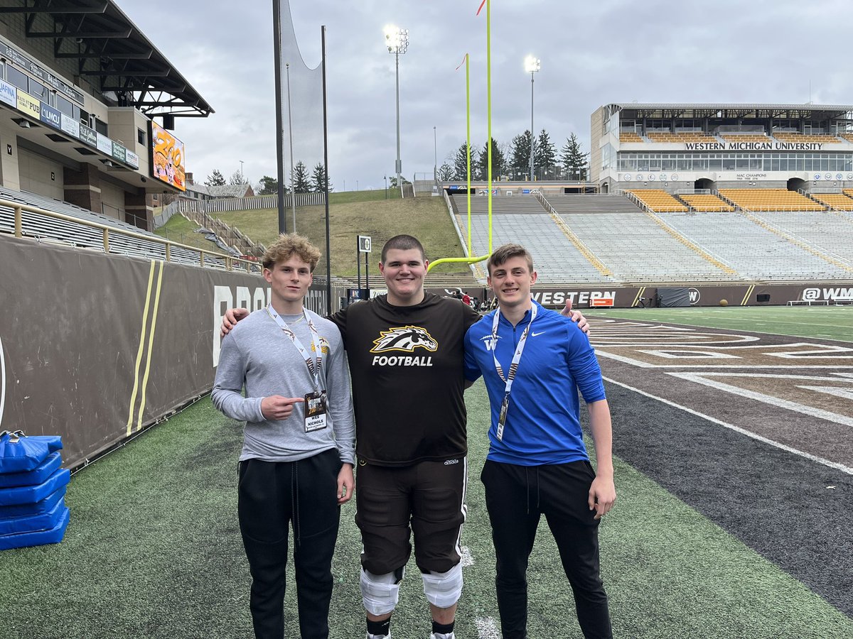 A little visit with <a href="/LVaughan2025/">Liam Vaughan</a> and a few of his Warrior teammates at <a href="/WMU_Football/">Western Michigan Football</a> spring practice.