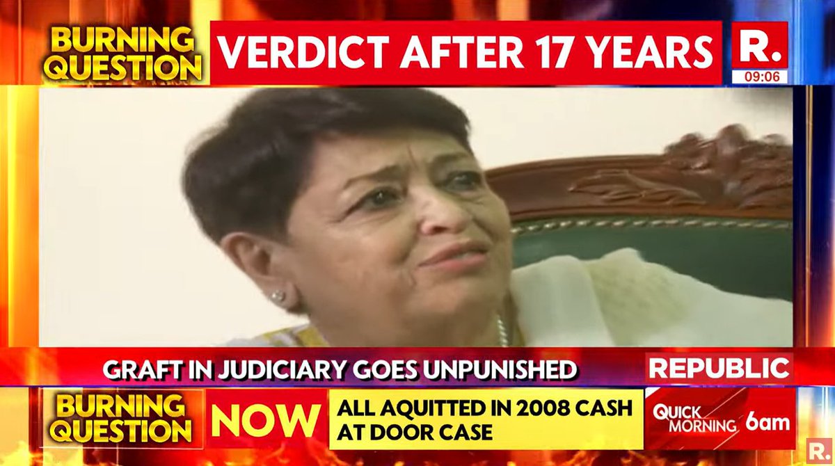 CBI court acquits former HC judge Nirmal Yadav in 17-year-old corruption case 

Is it time for an overhaul of the system?

Tune in to watch Burning Question here - youtube.com/watch?v=nSZcHu… 

#JusticeNirmalYadav #JusticeYashwantVarma #CashatHome #BarAssociation #HighCourt