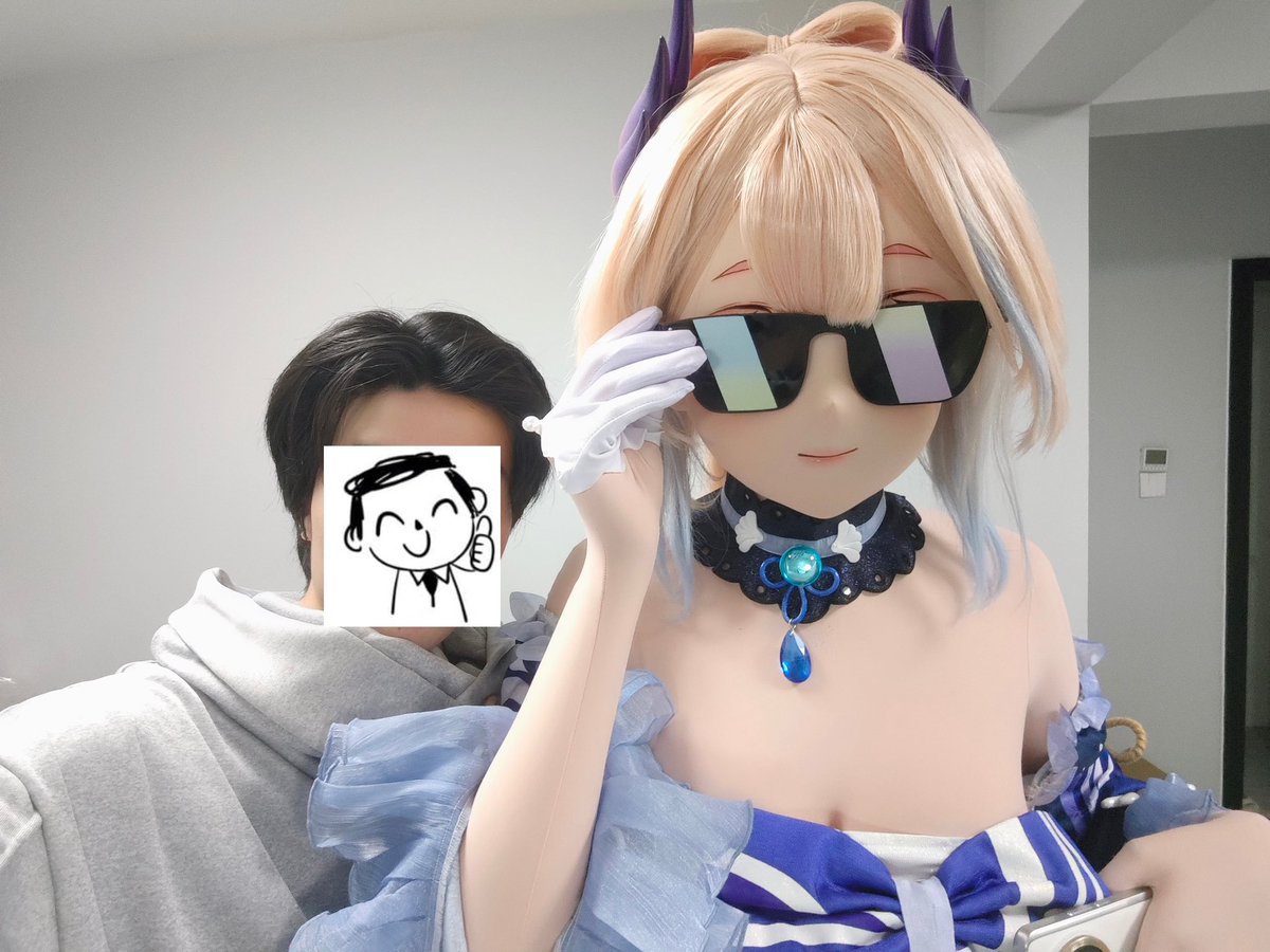 遇上鼠鼠！吃定鼠鼠！😋
替了一下<a href="/ShushuSmall/">彩虹🌈鼠鼠🐭</a> 的心海❤️
p2是和喜欢戴墨镜🕶️的鼠酱の合照😎
#kigurumi #着ぐるみ