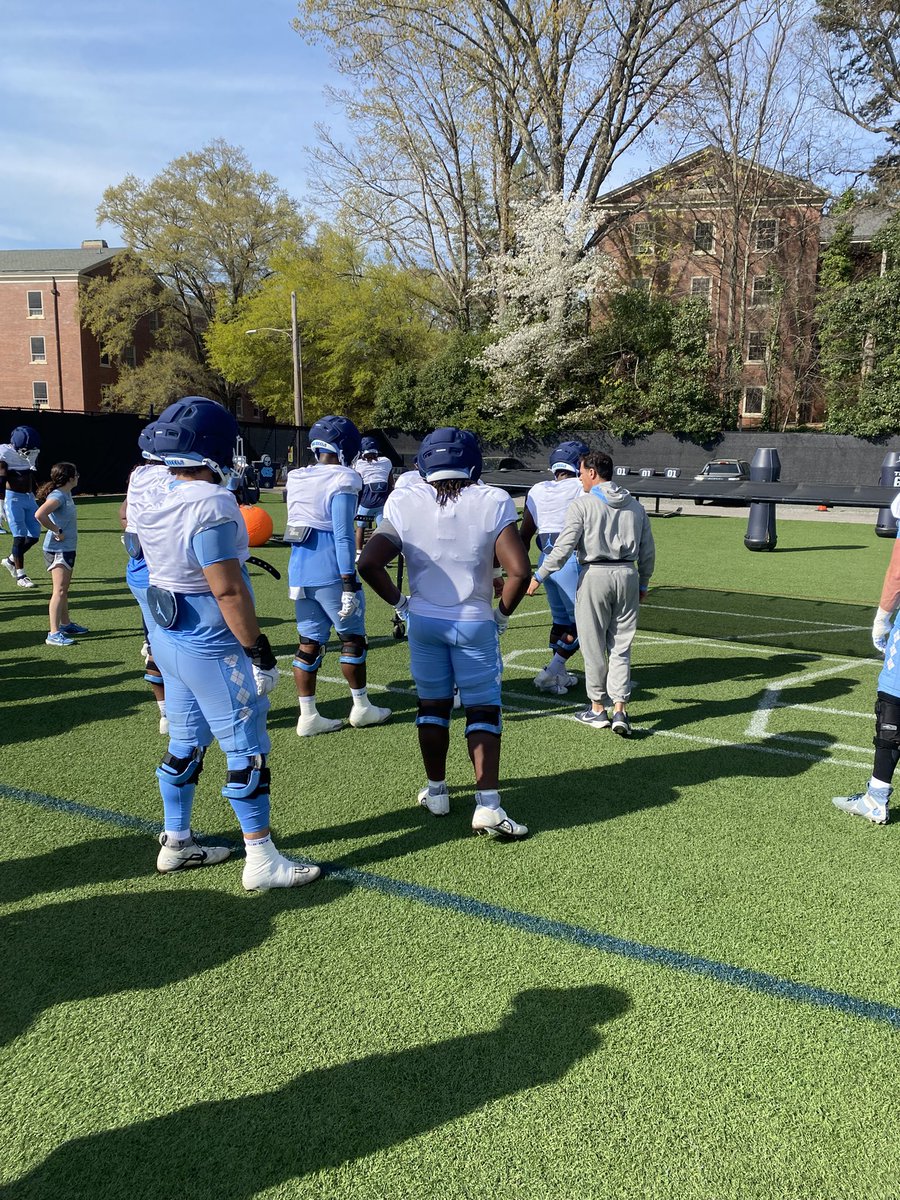 The Vikings football staff attended UNC’s spring football practice and coaches’ clinic.