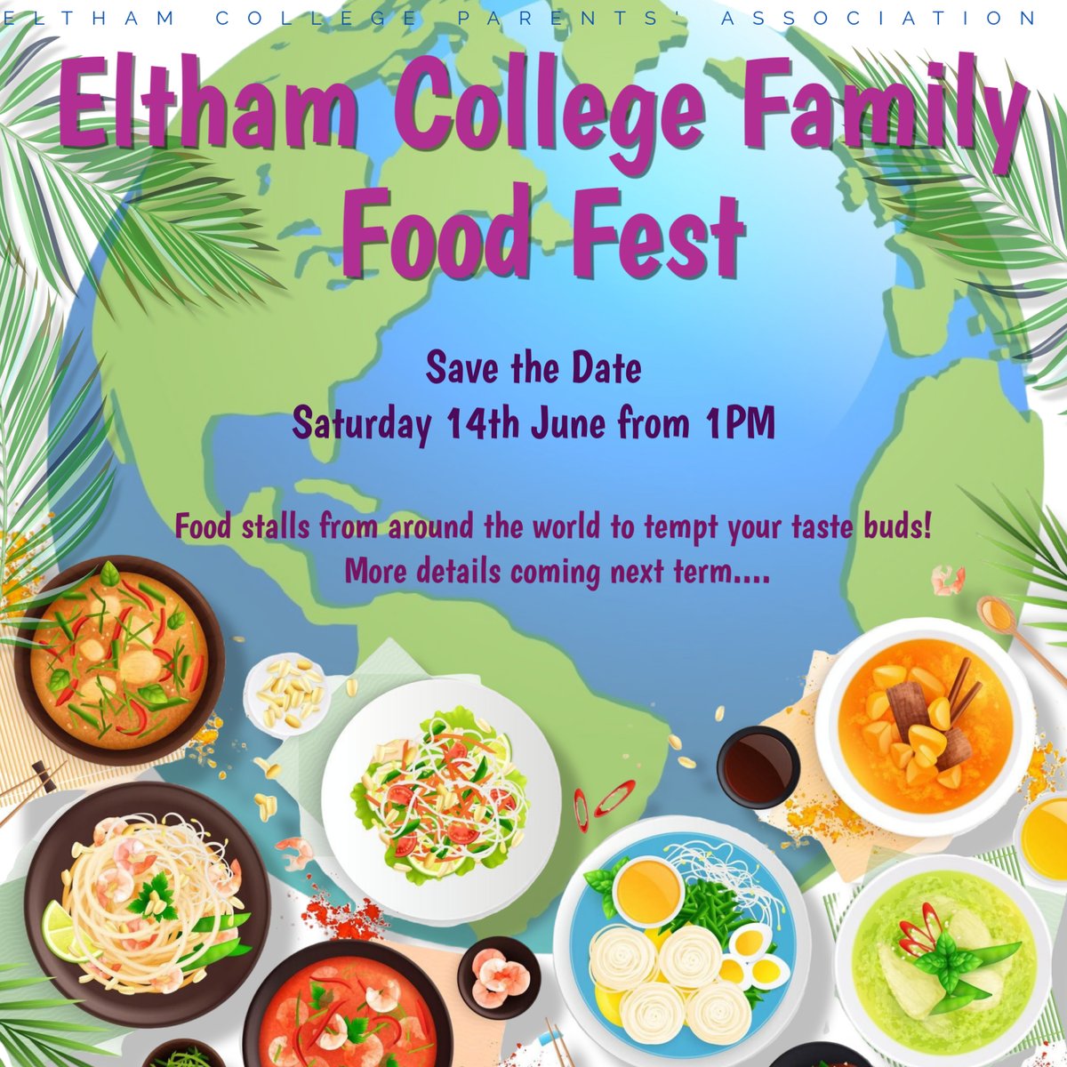 Eltham College Parents’ Association @ElthamPTA (@elthampta) on Twitter photo Eltham College 1st Family Food Fest!
Join us for a fun-filled afternoon celebrating community, culture & cuisine!  Enjoy delicious foods from around the world and bring the whole family for a fantastic day.
Mark your calendars & spread the word! Eltham College 1st Family Food Fest!
Join us for a fun-filled afternoon celebrating community, culture & cuisine!  Enjoy delicious foods from around the world and bring the whole family for a fantastic day.
Mark your calendars & spread the word!