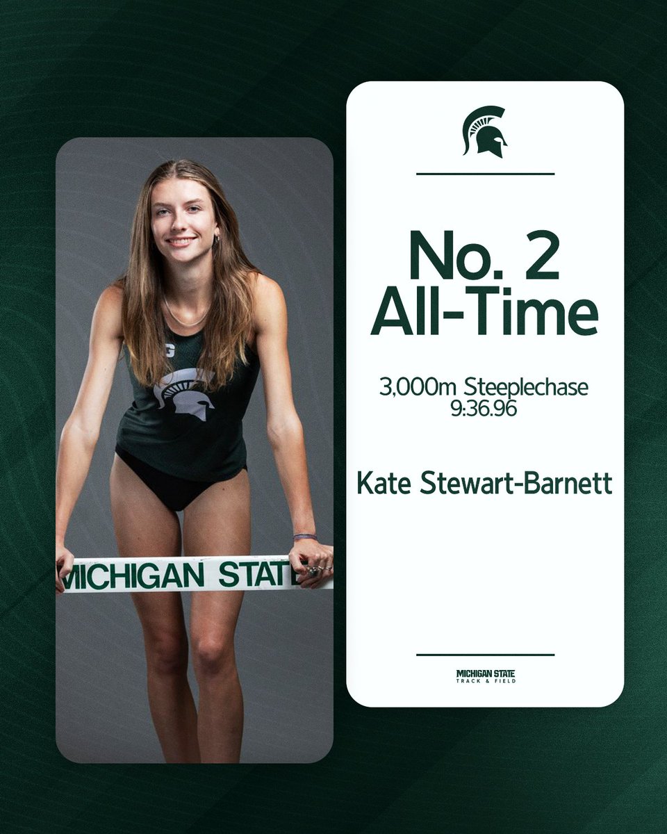 Last night, Kate Stewart-Barnett ran the second-fastest time in MSU history in the 3,000m steeplechase (9:36.96)! 👏