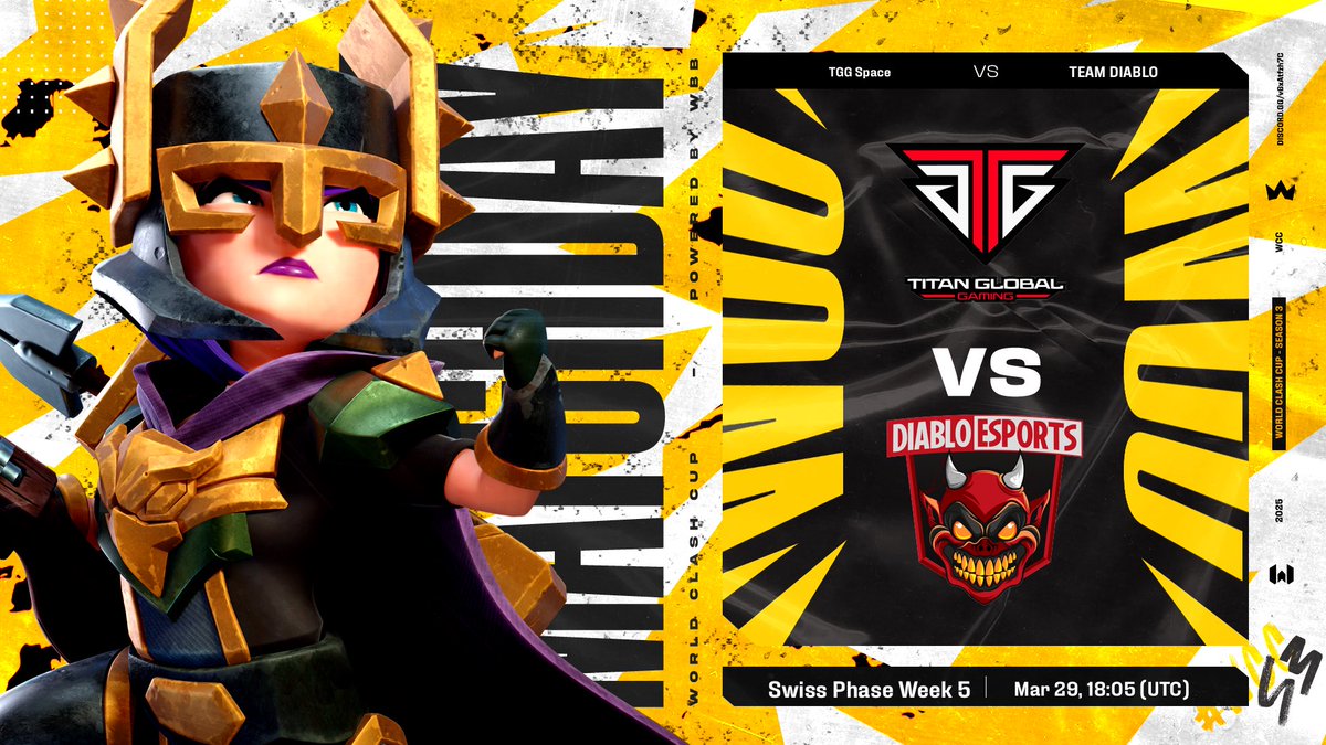 ‼️GAME DAY‼️

⭕️@TGG_Space are live today in <a href="/wccs3_coc/">World Clash Cup S3</a> against <a href="/TeamDiabloFire/">Team Diablo</a> at 18:00 UTC🔥

❗️TUNE IN:
🇬🇧<a href="/Skullz5971/">Skullz597</a> - twitch.tv/skullz597