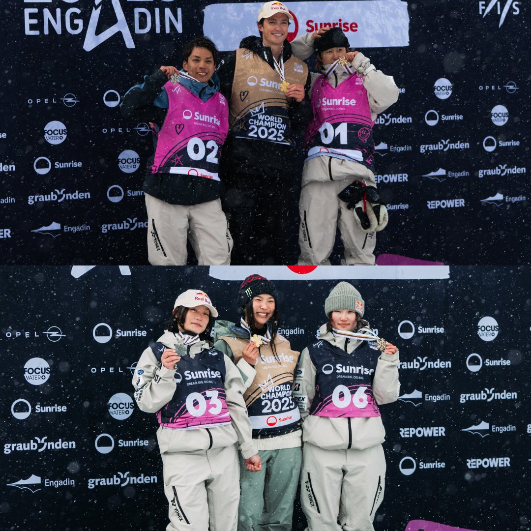 スノーボード世界選手権2025 ハーフパイプ🏂

日本勢4選手が表彰台🇯🇵

女子は、15歳の清水さら選手が初出場で準優勝、小野光希選手は3位👏

男子は平野流佳選手が準優勝、戸塚優斗選手は3位🙌