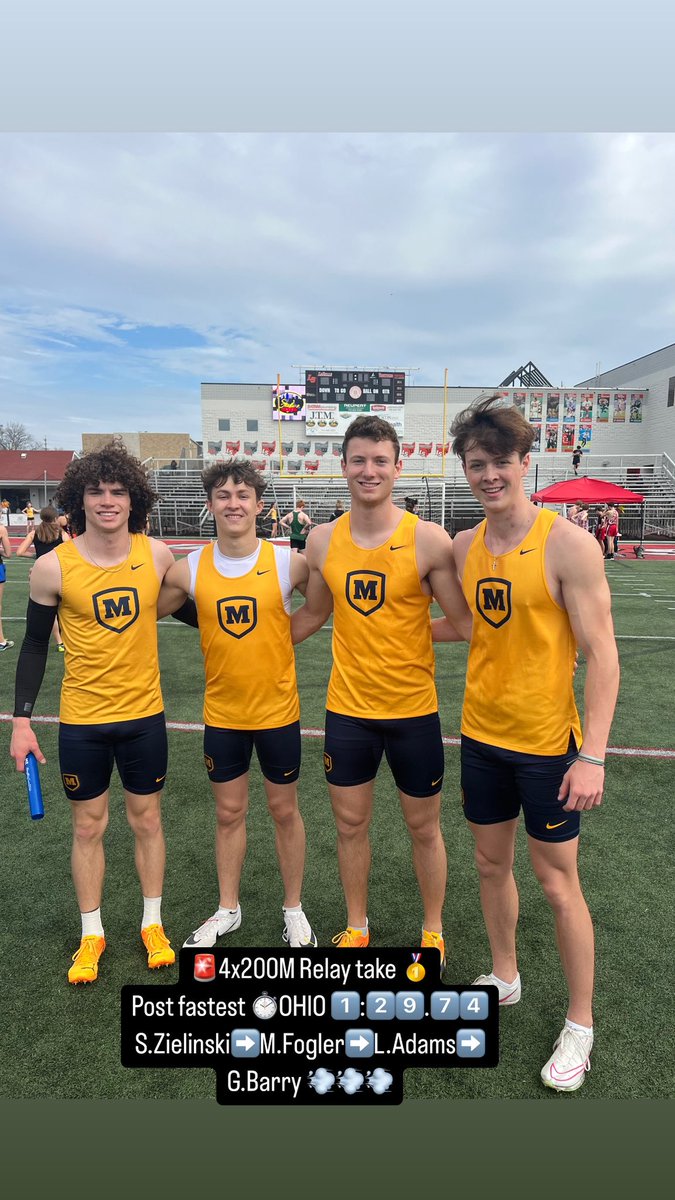 Frank Russo (@coachfrankrusso) on Twitter photo LaSalle legends classic: <a href="/MoellerTrack/">Moeller T&F</a> 4x200M Relay <a href="/zielinski_stosh/">Stosh Zielinski</a> <a href="/MatthewFogler/">Matt Fogler</a> <a href="/Landen_24Adams/">Landen Adams</a> <a href="/Barry__Gavin/">Gavin Barry</a> take🥇posting the fastest ⏱️in Ohio 1️⃣:2️⃣9️⃣.7️⃣4️⃣💨🔥 LaSalle legends classic: <a href="/MoellerTrack/">Moeller T&F</a> 4x200M Relay <a href="/zielinski_stosh/">Stosh Zielinski</a> <a href="/MatthewFogler/">Matt Fogler</a> <a href="/Landen_24Adams/">Landen Adams</a> <a href="/Barry__Gavin/">Gavin Barry</a> take🥇posting the fastest ⏱️in Ohio 1️⃣:2️⃣9️⃣.7️⃣4️⃣💨🔥