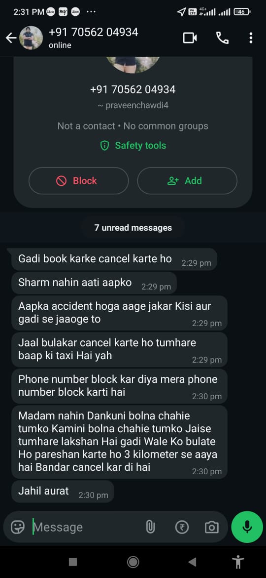 TaniaJohn5's tweet photo. My sister booked a cab via @Olacabs &amp; canceled as the driver was taking too long. What followed was shocking—multiple calls from different numbers &amp; WhatsApp messages from the driver.

Is this your idea of passenger safety, @Ola_Delhi?  #SafetyFirst  #WomenSafety @ola_supports https://t.co/TjzwBNv3iX