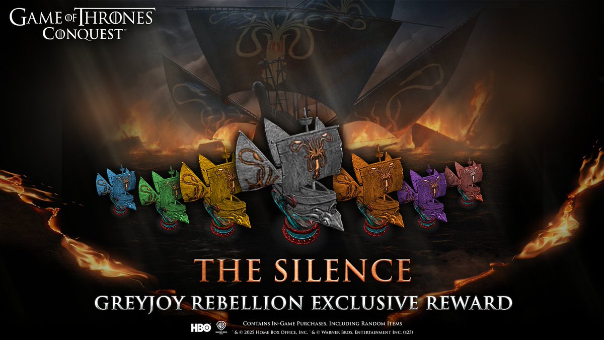 GOTConquest's tweet photo. Greyjoy Rebellion has finally arrived! For the first time, take the waters and claim Pyke as your newest Seat of Power.

Participate in Greyjoy Rebellion events to unlock The Silence march pawn!

Read more: https://t.co/9Fb2VLXpQZ https://t.co/c6IHX3VtdS