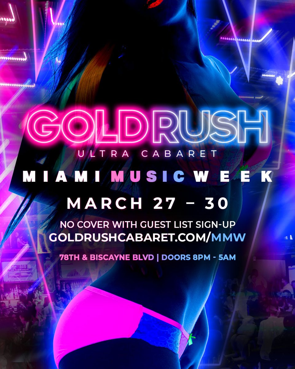 Miami Music Week, but make it sexy! See you tonight 😏⁠
Sign up for the guest list for complimentary entry goldrushcabaret.com