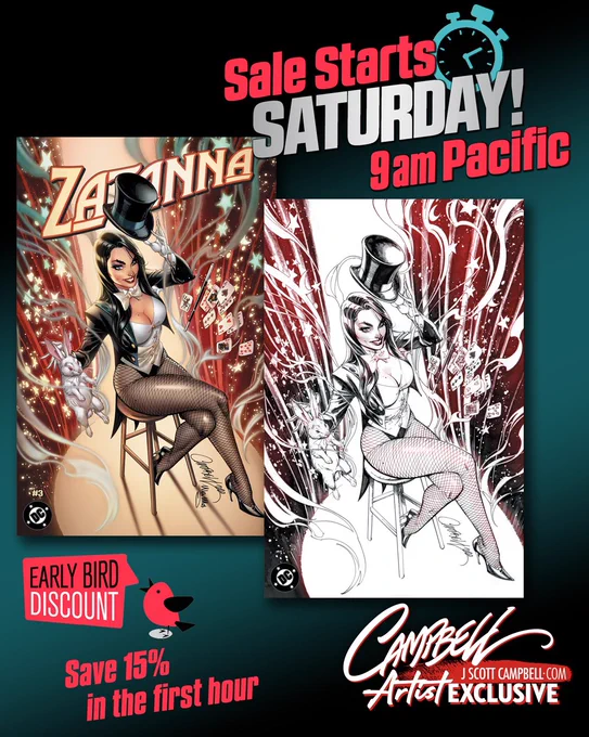  On Sale NOW! ONLY at  #ZATANNA # 3 in both a full color tradedress and virgin sketch edition. With magical colors by  and be sure to order in the first hour to get an additional 15% off! 