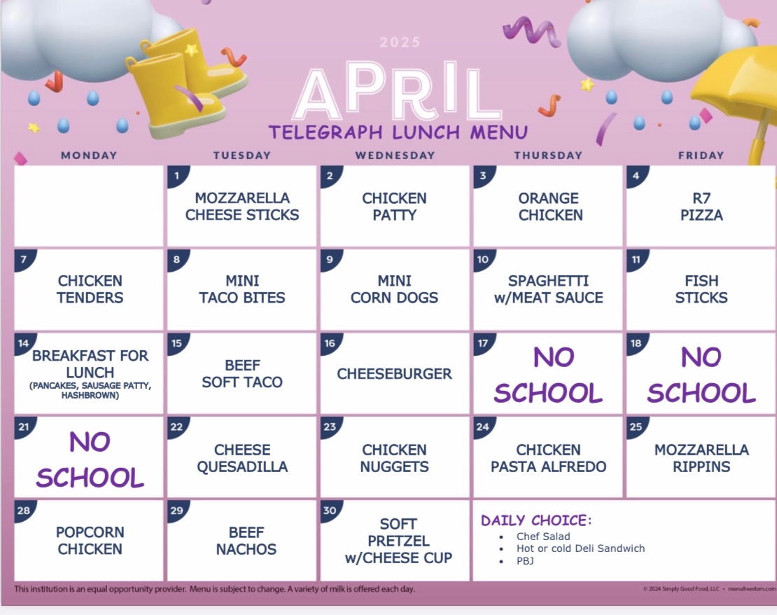 Plattin and Telegraph April Menus 🐰🐣🌷
