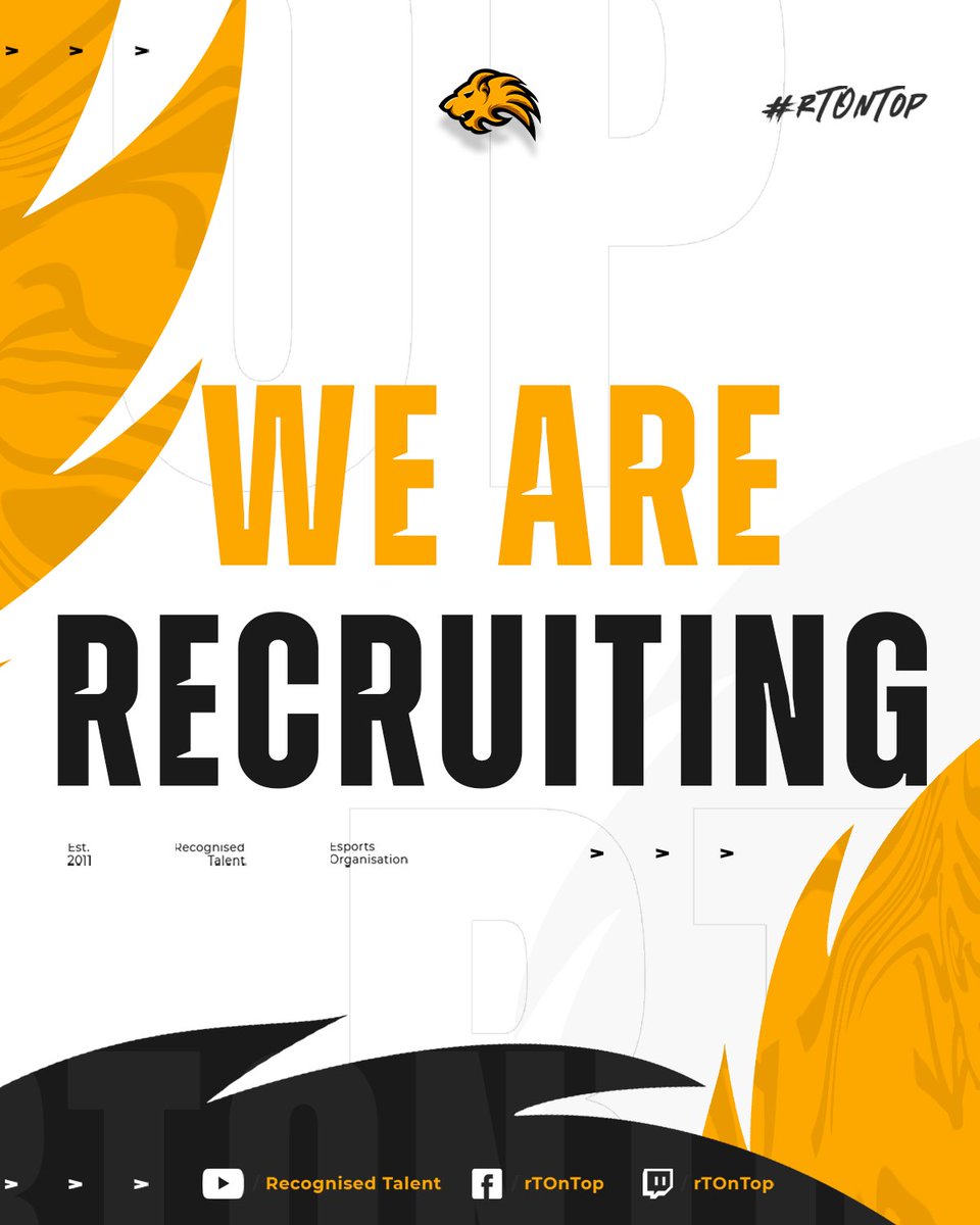 rTOnTop's tweet image. Recognised Talent are looking to expand within the Organisation.    

We are now recruiting for the following positions:

Management  
Content Creators / Streamers  
Warzone Players 
Pubstompers  

Drop us a DM or @Faamezz  

#rTOnTop