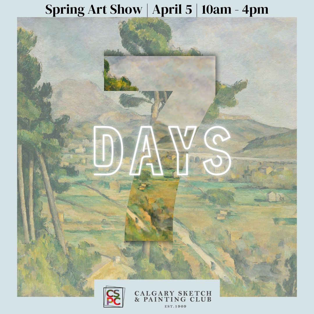 CSketchClub's tweet image. ✨One week away!✨

Join us for the Calgary Sketch and Painting Club’s Spring Art Show at the Dalhousie Community Centre, located at 5432 Dalhart RD NW. The event runs from 10 AM to 4 PM, and we’re thrilled to showcase a vibrant collection of works from talented local artists!