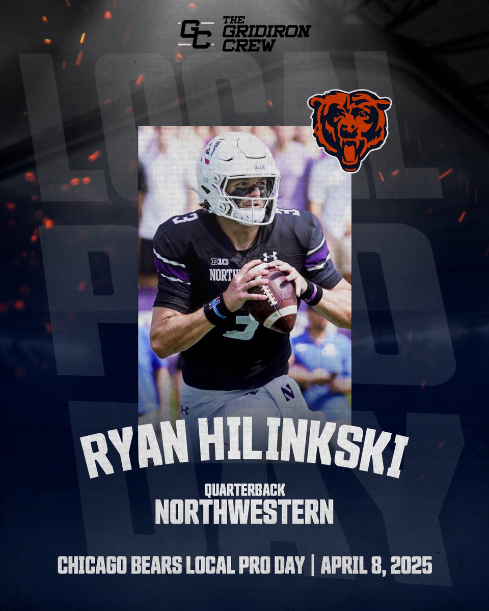 Mark your Calendar 🗓️ #TGCathlete <a href="/ryan_hilinski/">Ryan Hilinski</a> will be showcasing his talent at the Chicago Bears Local Pro Day on April 8th!
 
#TheGridironCrew #NFL #NFLDraft #LocalWorkoutDay