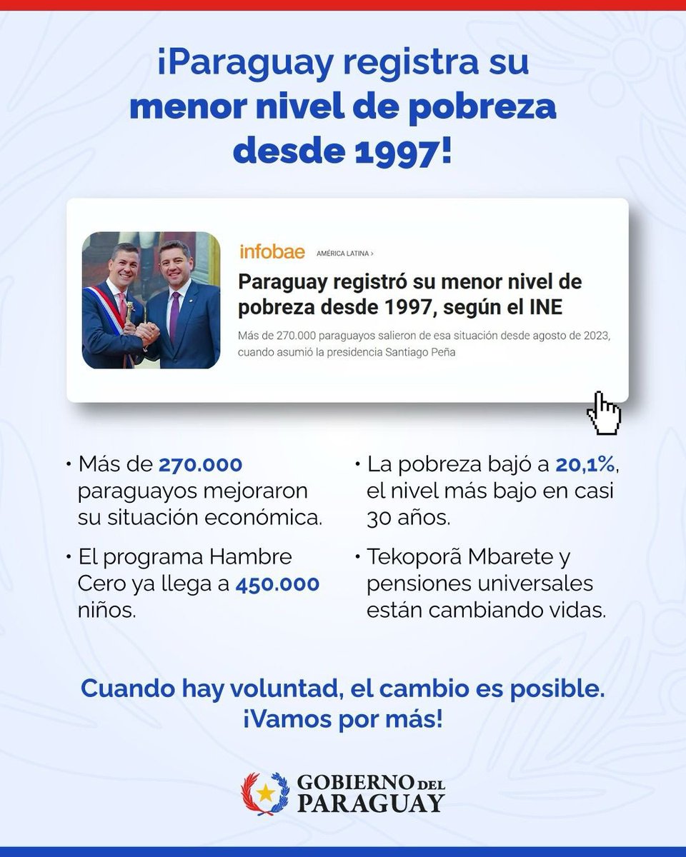 Detrás de cada número hay una historia, una familia, un sueño que vuelve a nacer. Sigamos avanzando juntos hacia un Paraguay con más oportunidades para todos.
