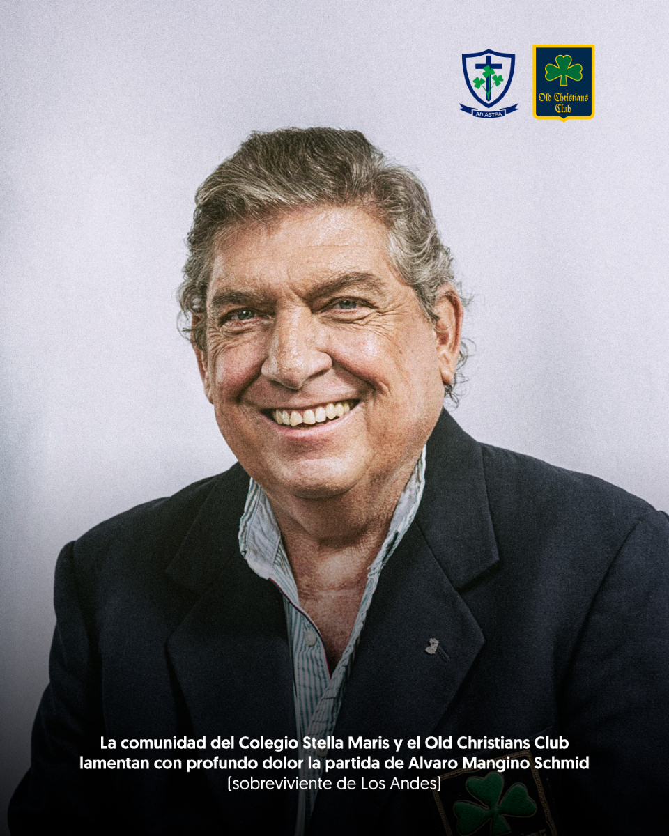La comunidad del Colegio Stella Maris y el Old Christians Club
lamentan con profundo dolor la partida de Alvaro Mangino Schmid
(sobreviviente de Los Andes)

Álvaro Mangino Schmid
30/03/1953 - 29/03/2025

@occ_rugby @occfutbol @occ_hockey @occhandball @occbasket @occfutbolfemenino