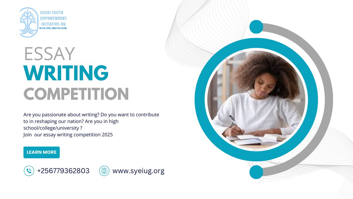 Are passionate about writing? Join us in this competition and stand a chance to win prizes including cash up to 100k. Applications open March 10th, 2025 #essaywritingcompetition #enhancingliteracy