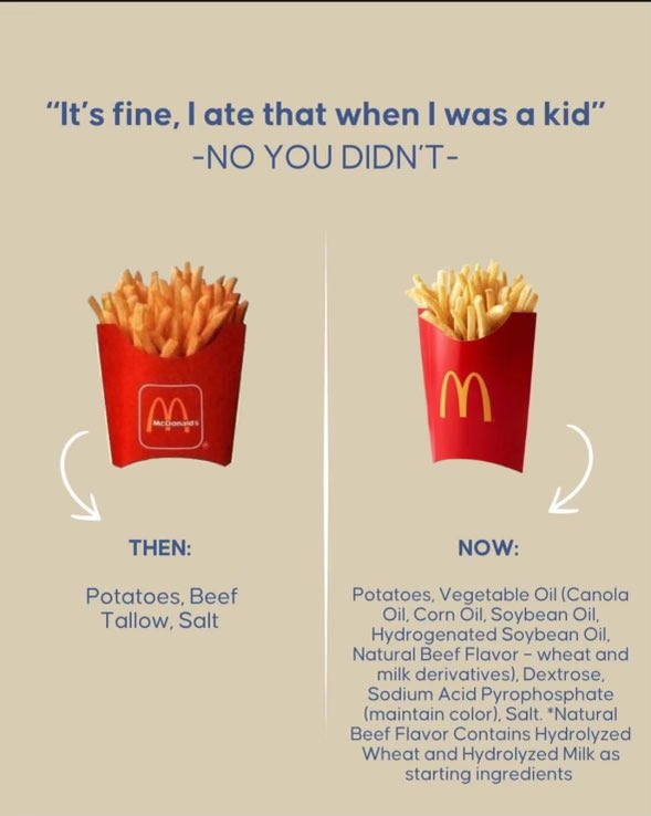 robertlufkinmd's tweet photo. Today's junk ultra processed food is engineered to resemble actual food from our past in an effort to fool our brains into thinking that it is somehow healthy.

It is not.

h/t @Fynnderella1 https://t.co/6lPbwotqHQ