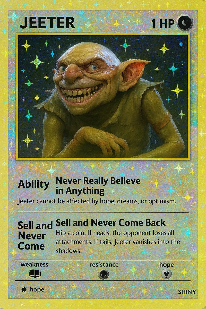 ForeverWiflove's tweet photo. @MisterXXXCrypto I FOUND A CARD THAT FITS YOU 1/1 #POKEME 

chatGPT pokemon card https://t.co/3gNr69utwt