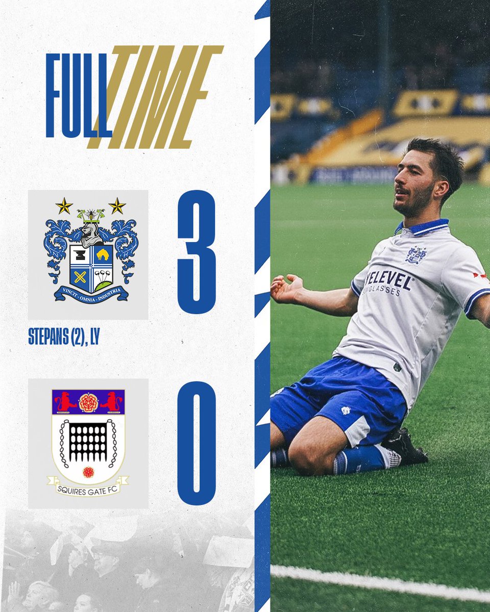 buryfcofficial's tweet image. ⏱️ 90+6' ⚪ Shakers 3-0 Squires Gate 🔴

FULL-TIME - With today's win we reach 💯 league points. Goals from Stepans &amp;amp; Ly seal the victory. 

#BuryFC | #PartOfIt