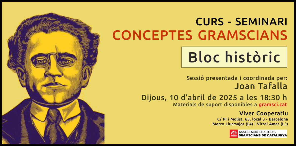 Gramsci a Catalunya (@gramsci__cat) on Twitter photo Nou curs-seminari «Conceptes gramscians». El proper dijous, 10 d'abril comencem un seminari sobre alguns dels principals conceptes gramscians al <a href="/vivercoop/">Viver Cooperatiu</a>. Materials a disposició dels participants a: gramsci.cat/nou-curs-semin… Nou curs-seminari «Conceptes gramscians». El proper dijous, 10 d'abril comencem un seminari sobre alguns dels principals conceptes gramscians al <a href="/vivercoop/">Viver Cooperatiu</a>. Materials a disposició dels participants a: gramsci.cat/nou-curs-semin…