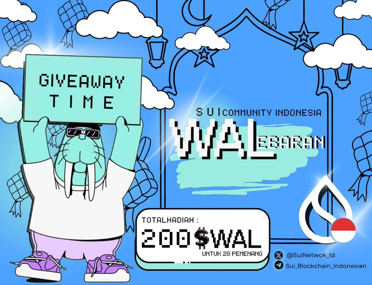 Giveaway Spesial Lebaran dari SUI Indonesia! 💧

Total hadiah $200, dibagi untuk 20 orang pemenang!

✨ Cara Ikut:

1️⃣ Follow:
 • <a href="/SuiNetwork/">Sui</a> 
 • <a href="/SuiFamOfficial/">SuiFam</a> 
 • @SuiNetwork_id 
 • <a href="/sexydefi/">Remy</a> 

2️⃣ Like &amp; Retweet tweet ini ♻️
3️⃣ Tag 3 teman di Komen
4️⃣ Quote Retweet dengan