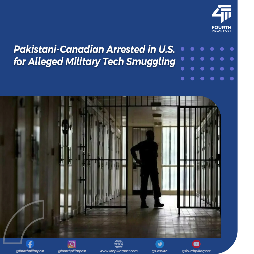 Post4th's tweet image. Pakistani-Canadian Muhammad Javed Aziz arrested in the U.S. for allegedly smuggling sensitive American tech to companies tied to Pakistan’s military programs. Faces up to 20 years in prison. 
#USJustice #TechSmuggling 
Read more: 4thpillarpost.com