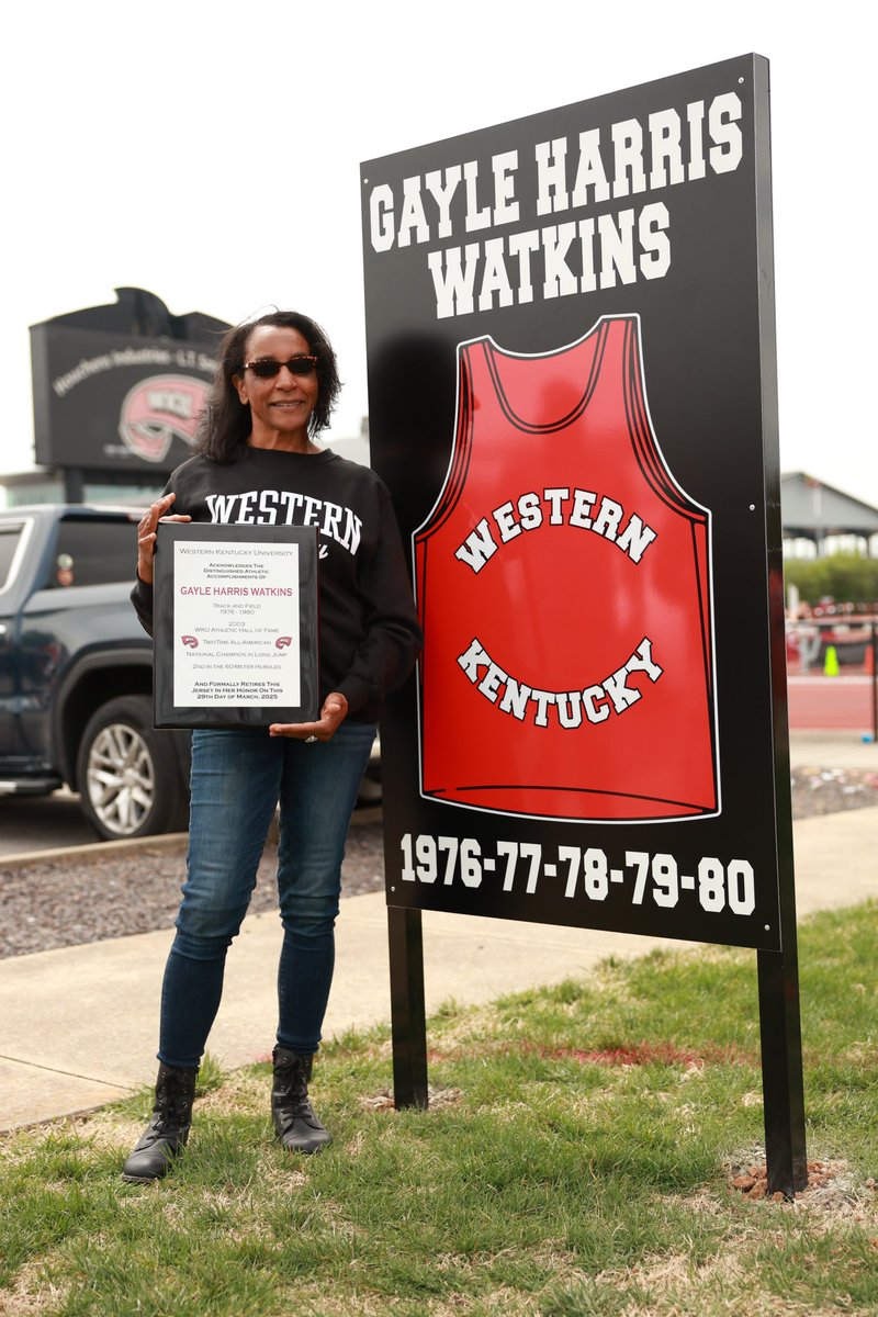 WKUXCTF's tweet photo. 𝙀𝙩𝙘𝙝𝙚𝙙 𝙞𝙣𝙩𝙤 𝙝𝙞𝙨𝙩𝙤𝙧𝙮 𝙛𝙤𝙧𝙚𝙫𝙚𝙧

This morning, WKU Athletics officially unveiled the jersey of Gayle Harris Watkins!

#GoTops https://t.co/BQYoGxHllR