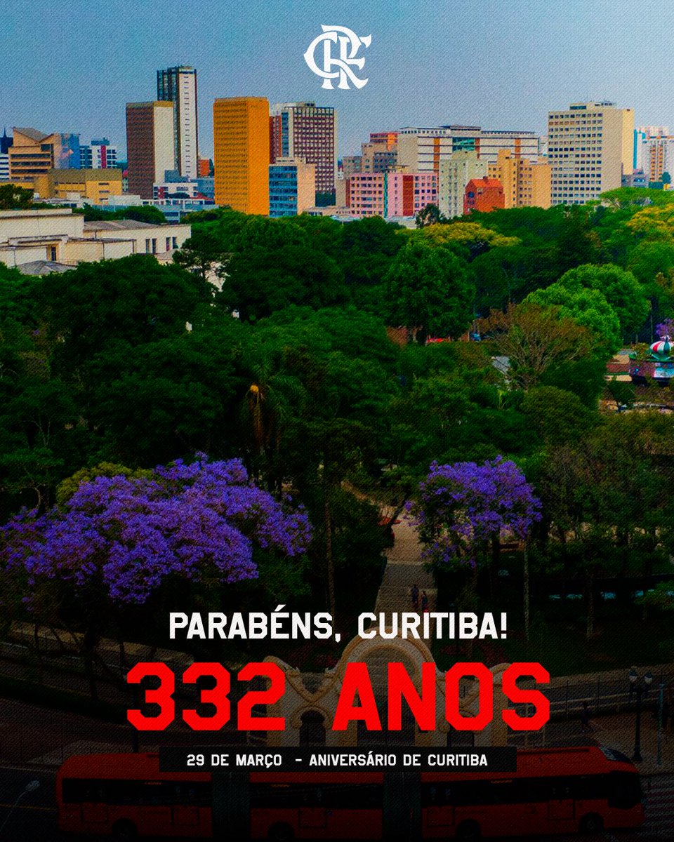 Flamengo's tweet image. Curitiba também faz aniversário no dia de hoje!
A capital paranaense comemora seus 332 anos e a Fla Churrasco, nossa embaixada oficial, convida a todos para celebrar e torcer pelo Mengão no jogo de mais tarde.
#SRN!