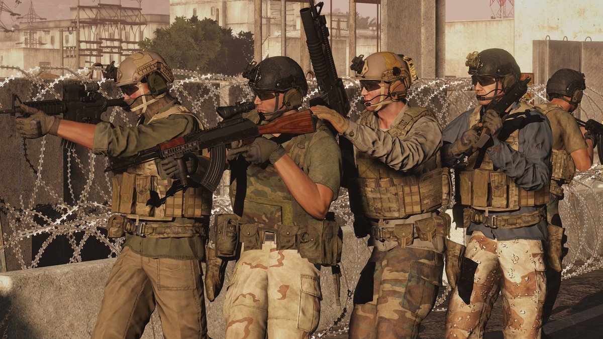 AugCph's tweet image. "Urban Operations"

Contractors from ION Services in close-quarters combat in Sa'hatra. 
From my recently released AFR mod: steamcommunity.com/sharedfiles/fi…
#Arma3 #Arma3Photography