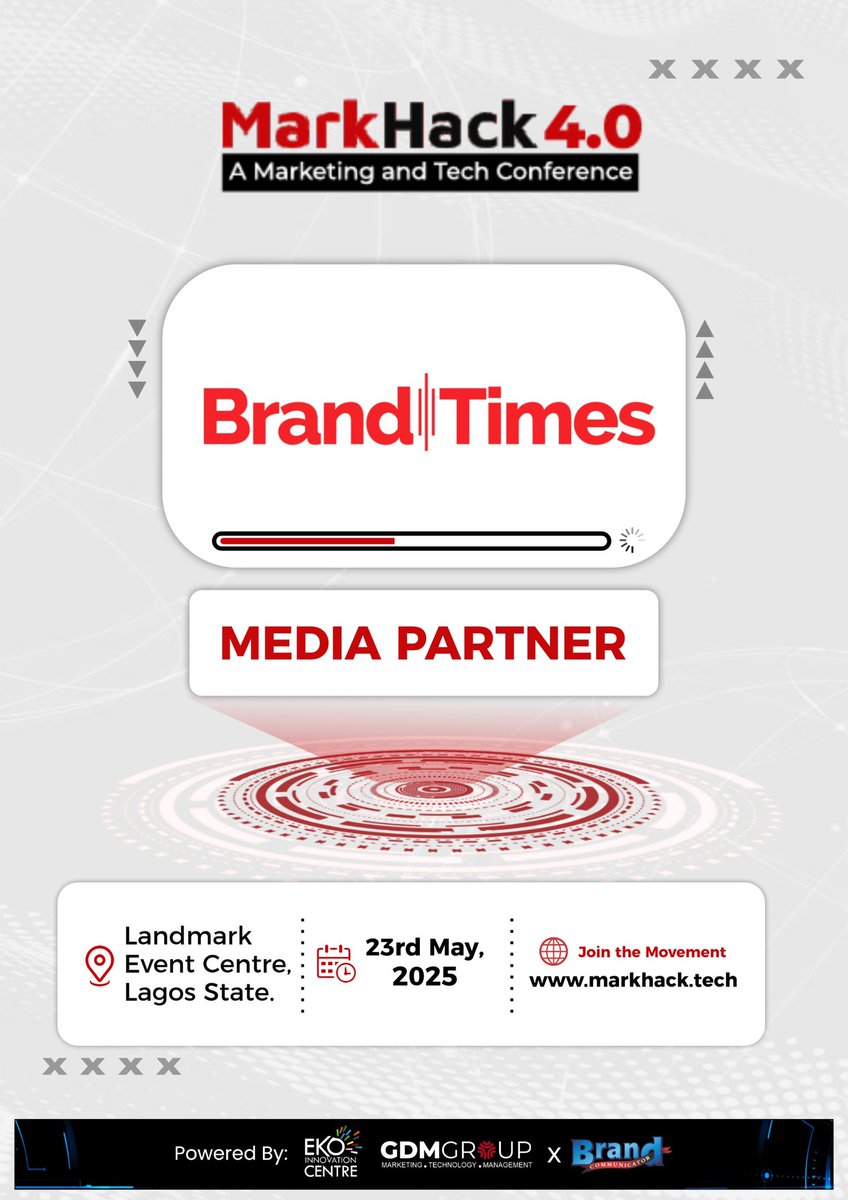 themarkhack's tweet photo. We’re thrilled to have @BrandTimes1  as a media partner for MarkHack 4.0! 

As a leading platform for branding, marketing, and business insights, BrandTimes NG is at the forefront of shaping industry narratives. https://t.co/aT7hTPPyHp