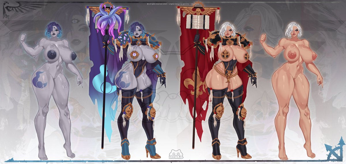 Palatine Adepta Sororitas/Sister of Battle  
Chaos corruption: Tzeentch 🌀
Warhammer 40k OC's design for @/OfGodsandDeath